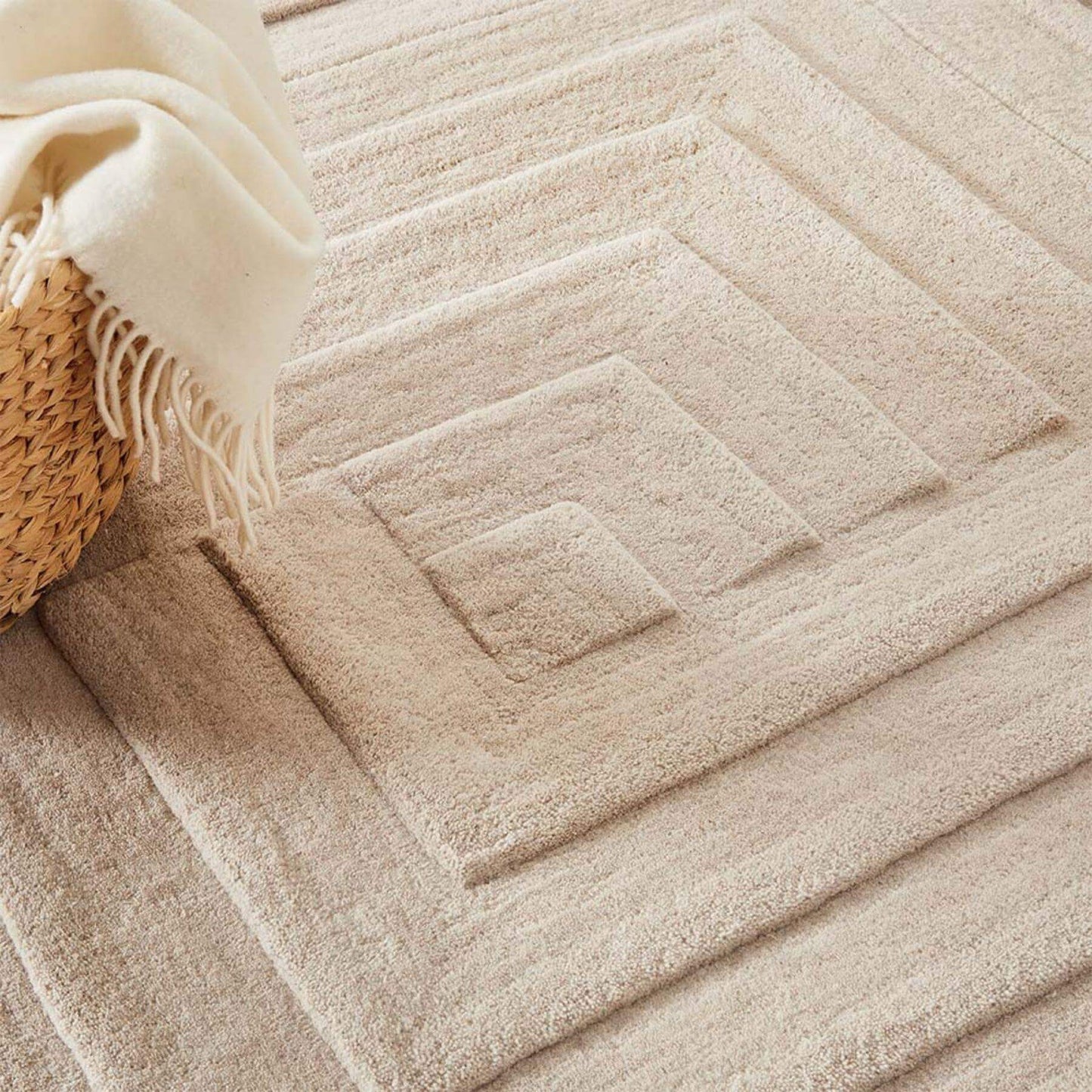 Maze Grey Geometric Wool Rug