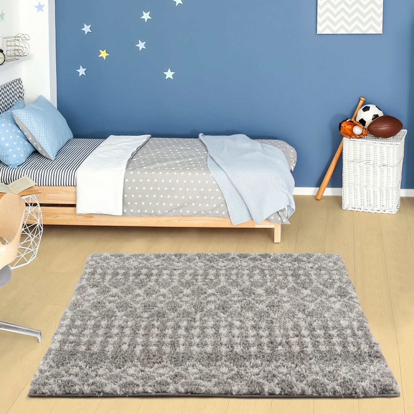Moroccan Grey Shaggy Rug | 1010