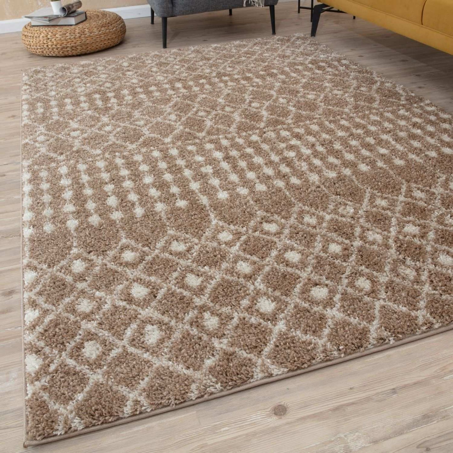 Moroccan Beige Shaggy Rug | 1020
