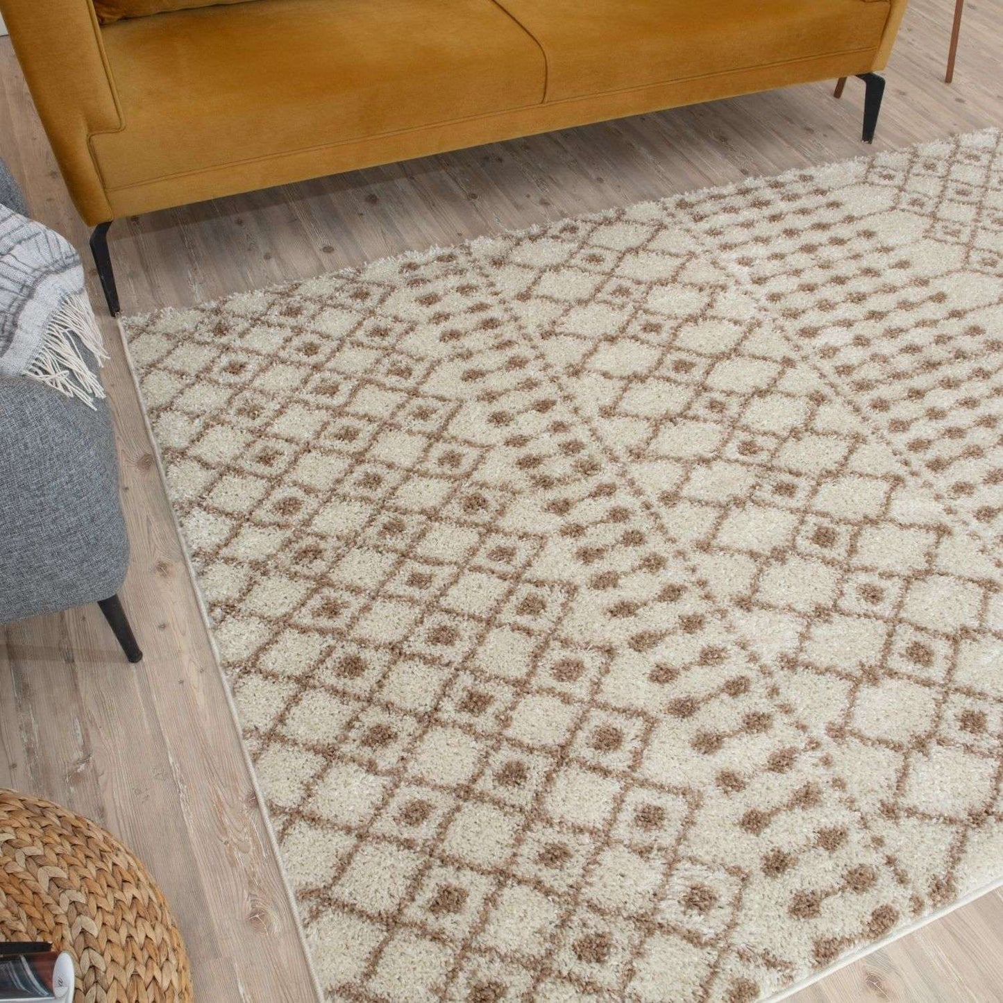 Moroccan Ivory Beige Shaggy Rug | 1030