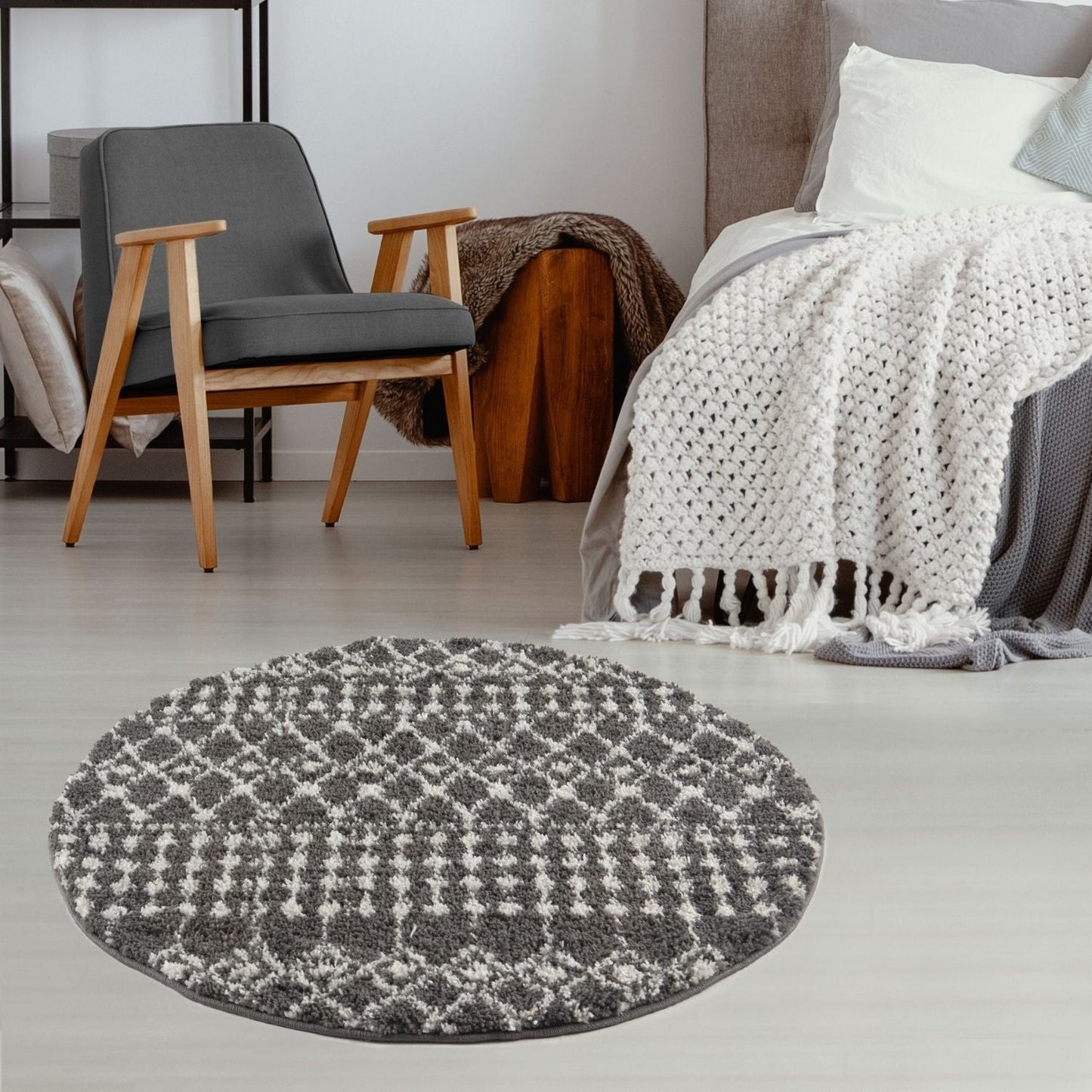 Moroccan Dark Grey  Shaggy Rug | 1040