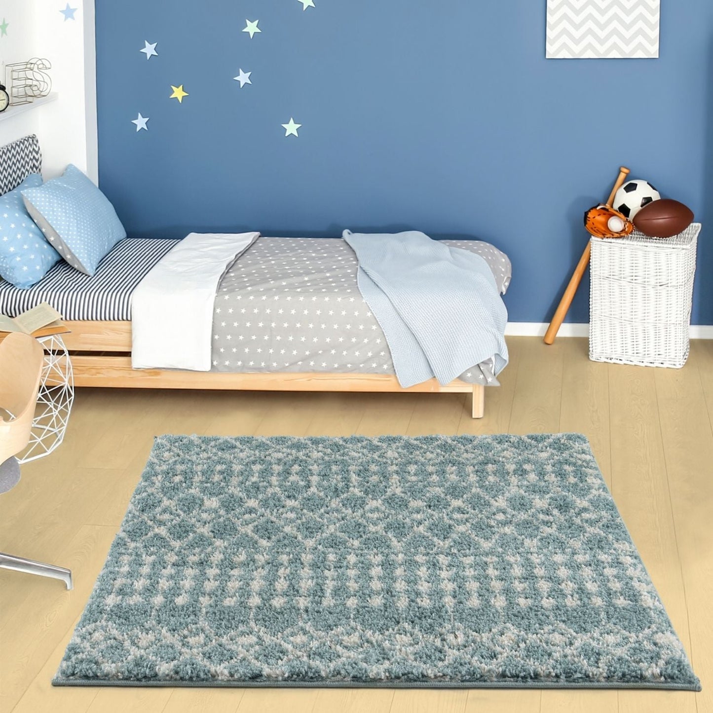 Moroccan Duck Egg Blue Shaggy Rug | 1050