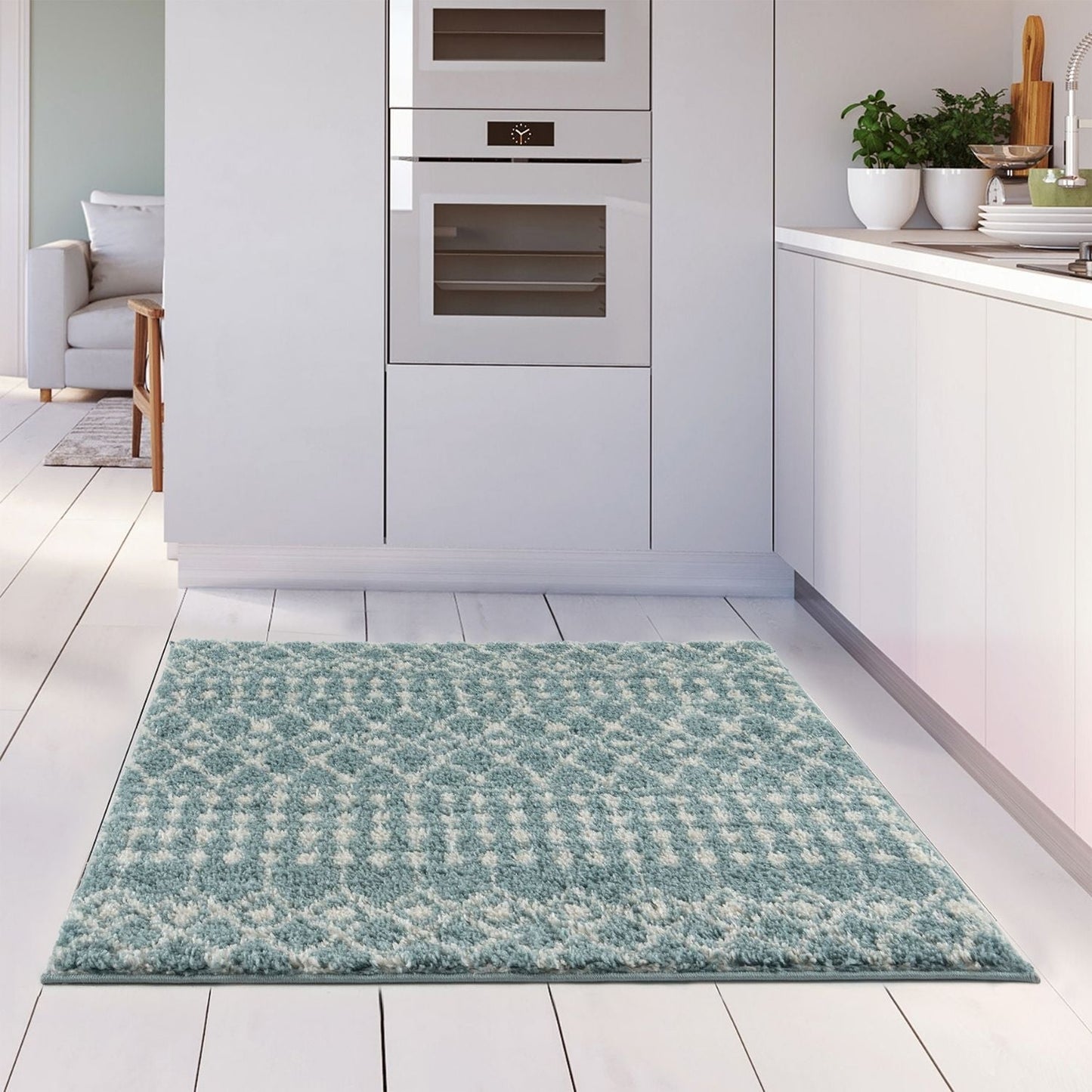 Moroccan Duck Egg Blue Shaggy Rug | 1050