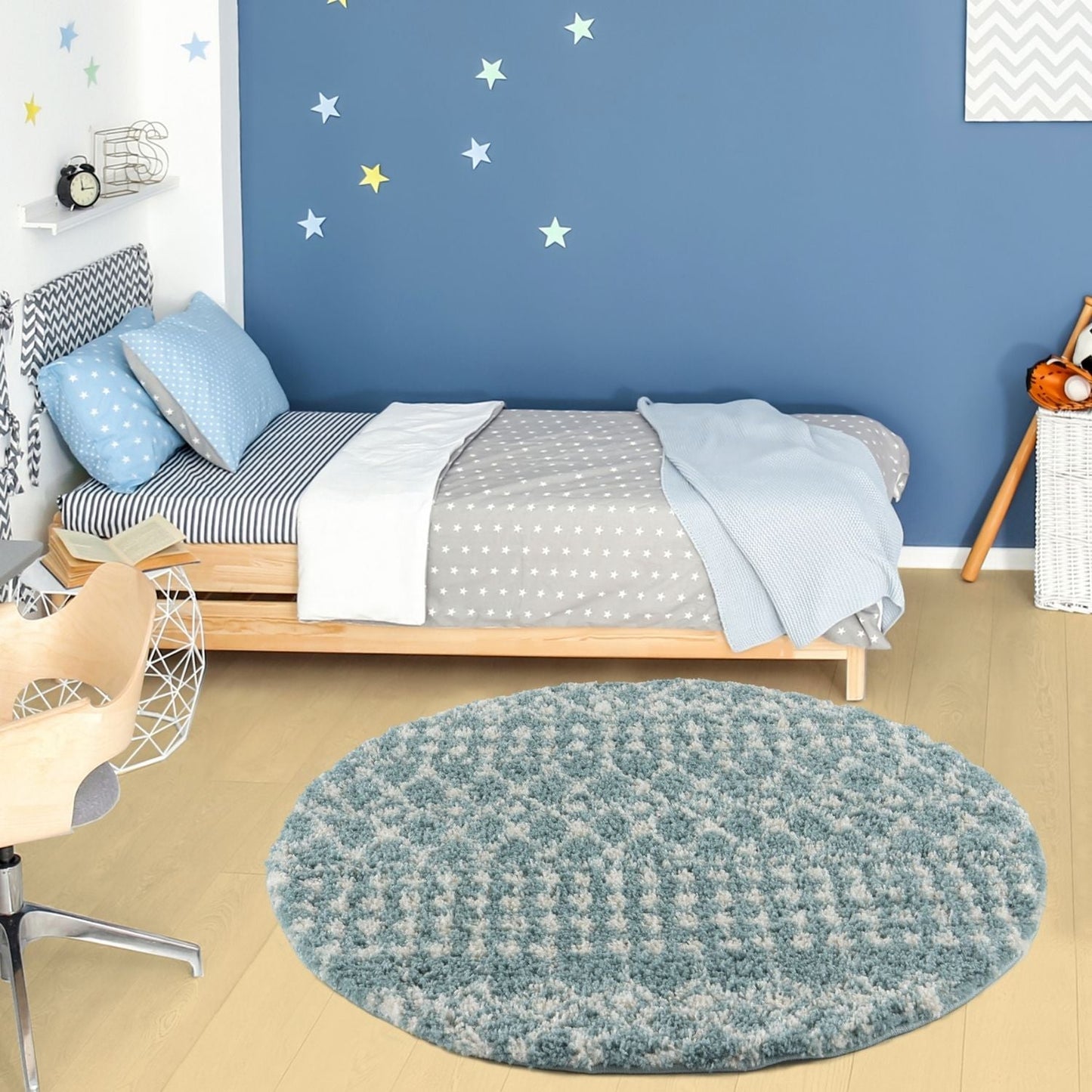 Moroccan Duck Egg Blue Shaggy Rug | 1050