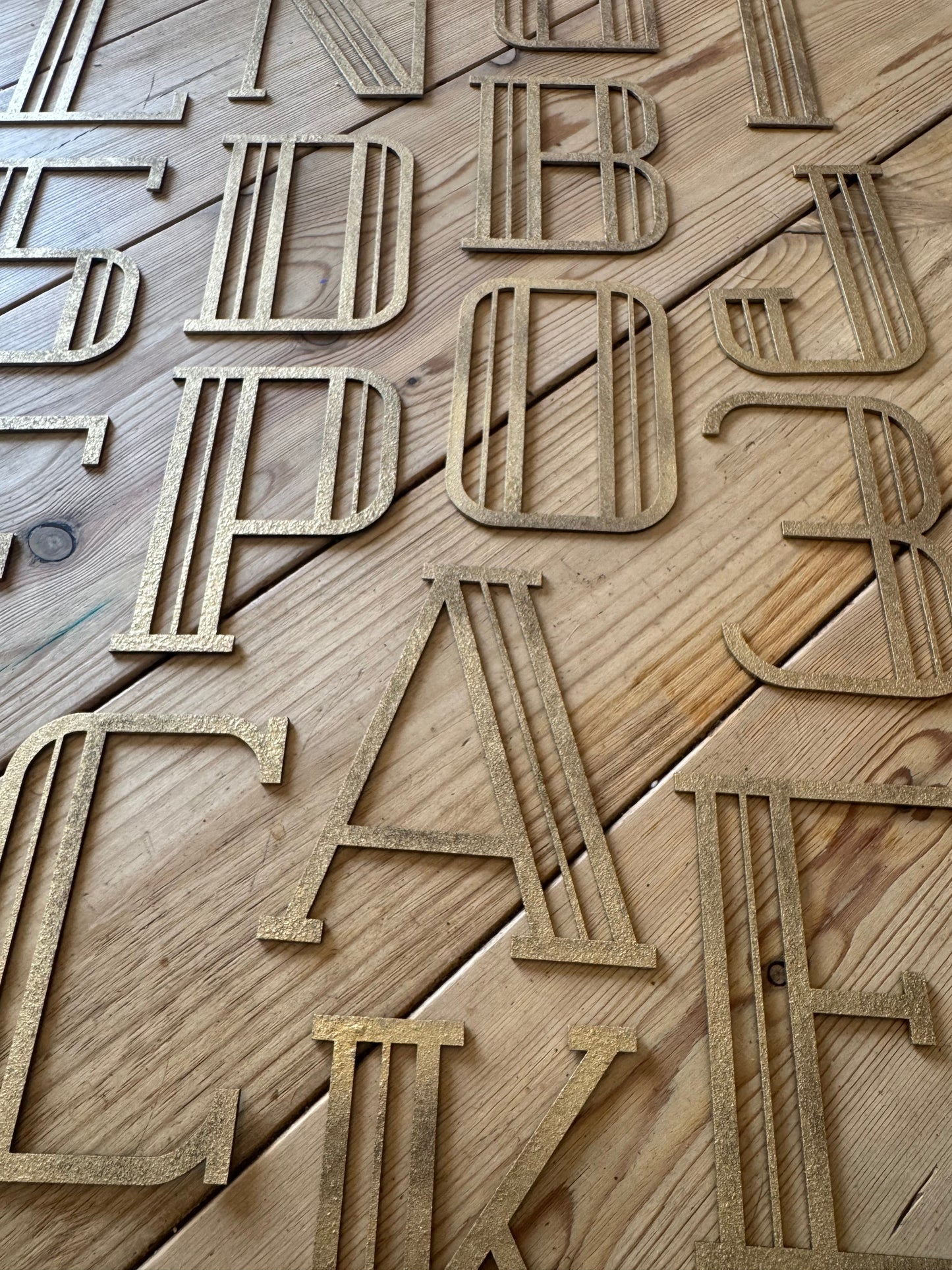 Gold Distressed 5" or 12" Art Deco Lettering A-Z 0-9