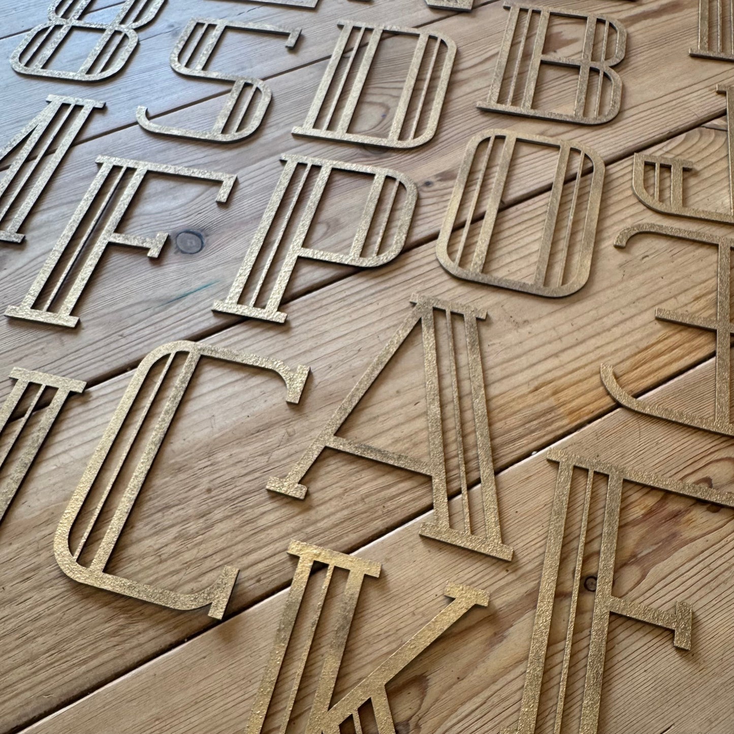 Gold Distressed 5" or 12" Art Deco Lettering A-Z 0-9