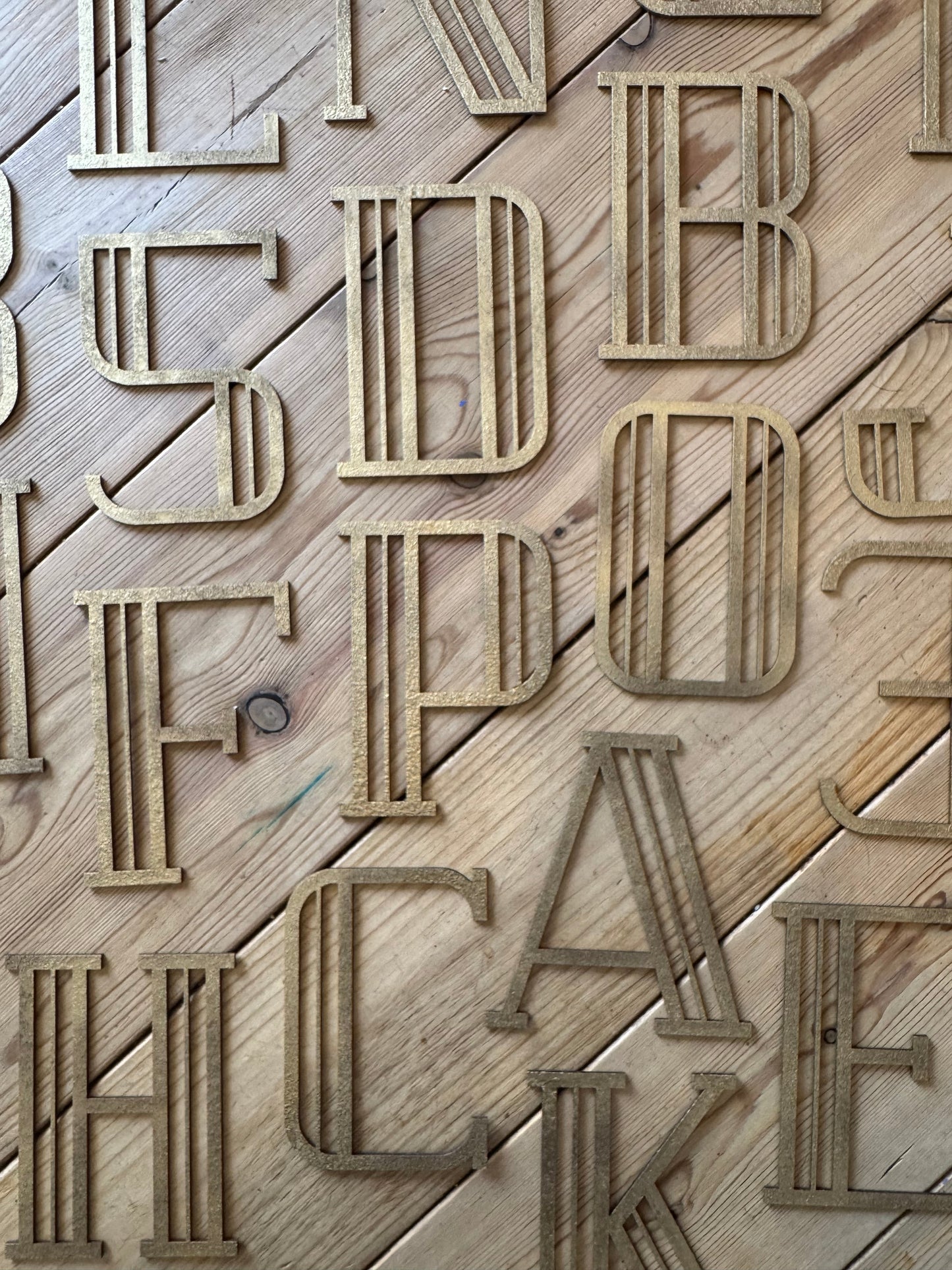 Gold Distressed 5" or 12" Art Deco Lettering A-Z 0-9