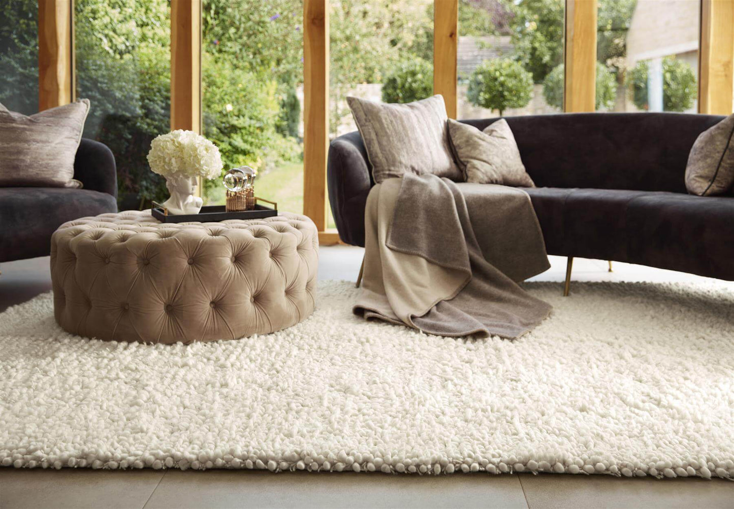 Maine Ivory Shaggy Pile Wool Rug