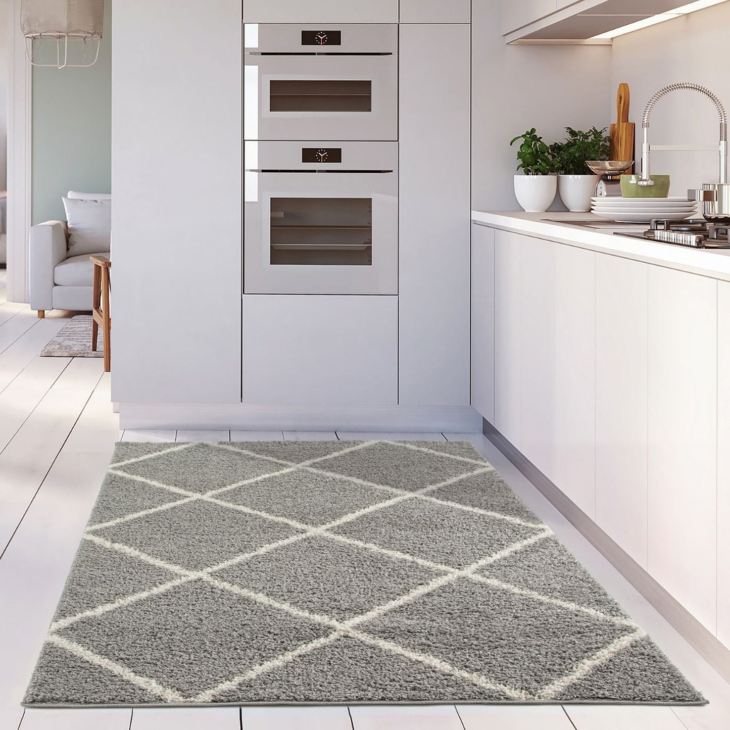 Moroccan Grey Shaggy Rug | 510