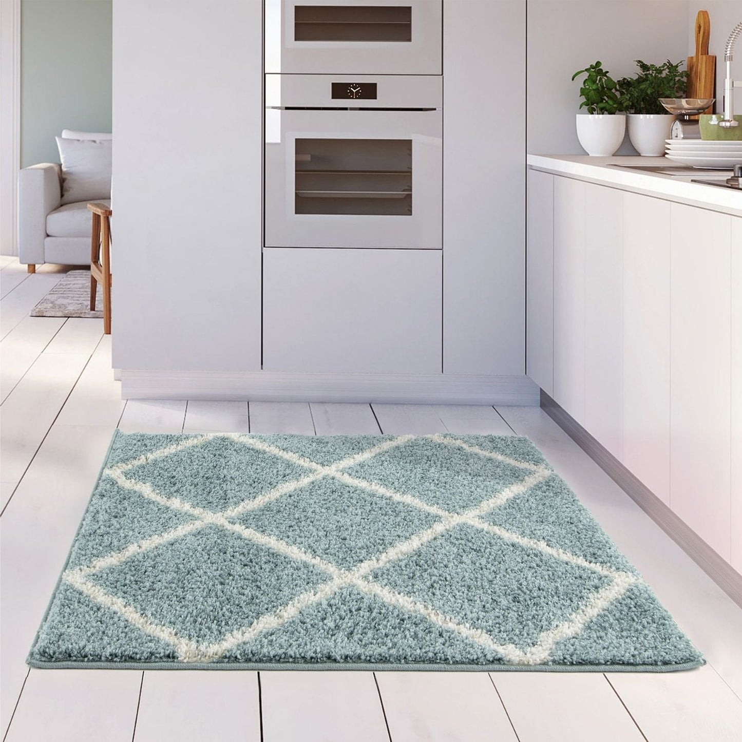 Moroccan Duck Egg Blue Shaggy Rug | 550