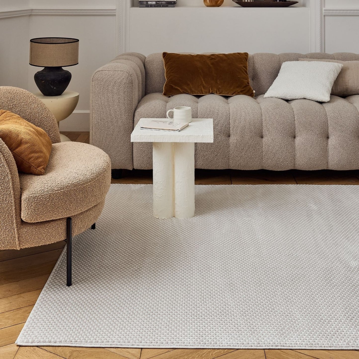 Carmel Cream-Beige Dots Rug | 6080