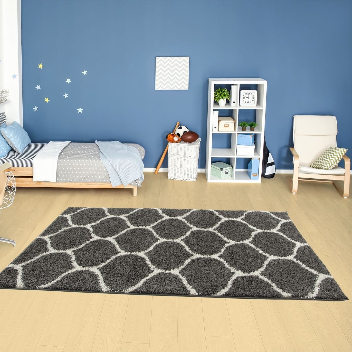 Moroccan Dark Grey Shaggy Rug | 640