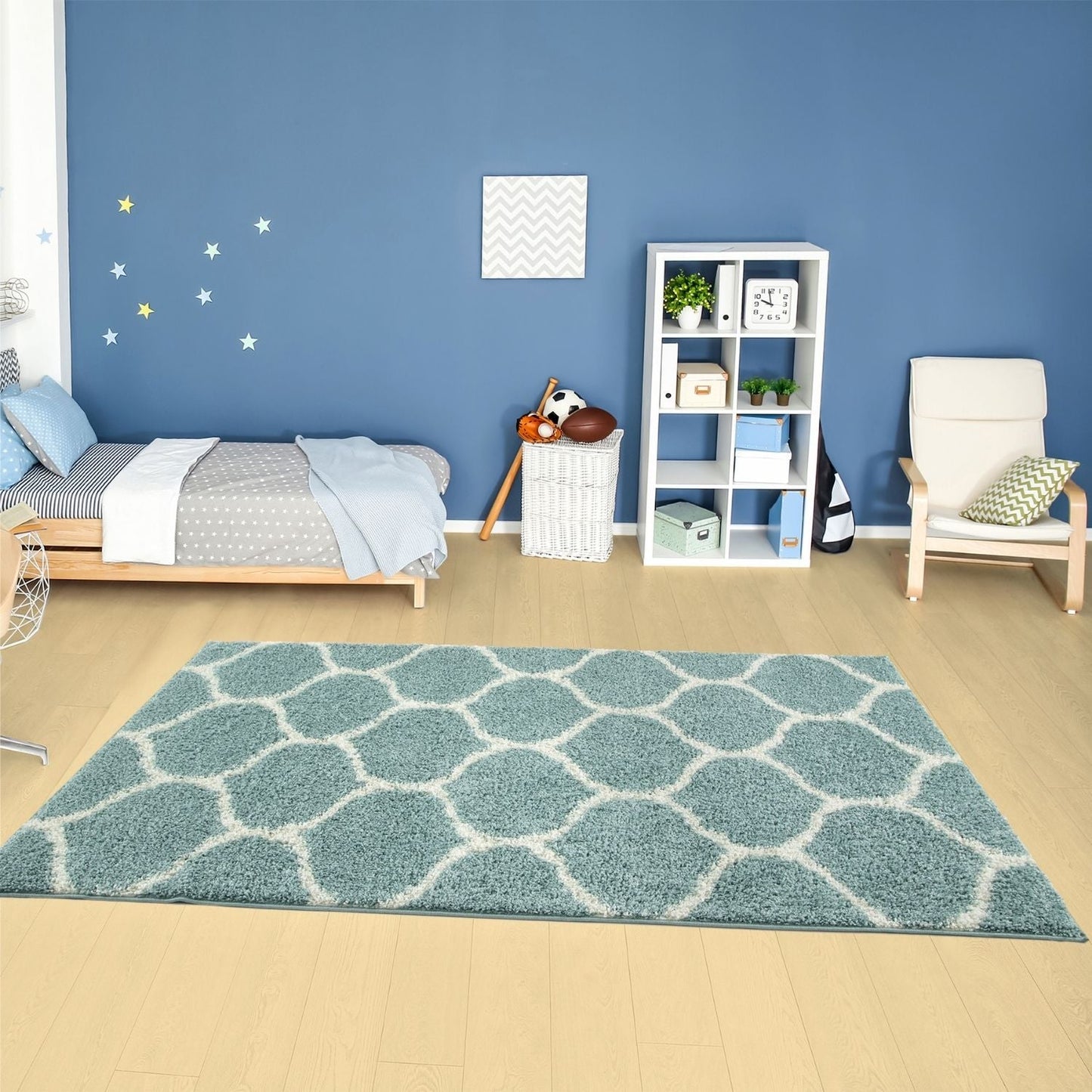 Moroccan Duck Egg Blue Shaggy Rug | 650