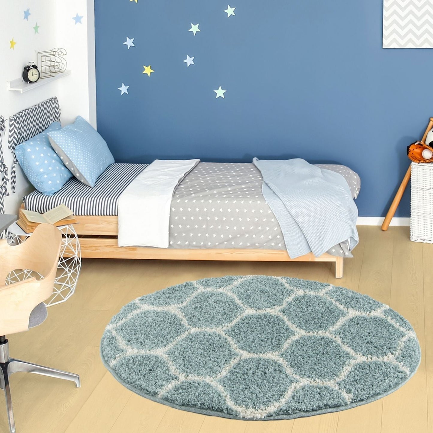 Moroccan Duck Egg Blue Shaggy Rug | 650