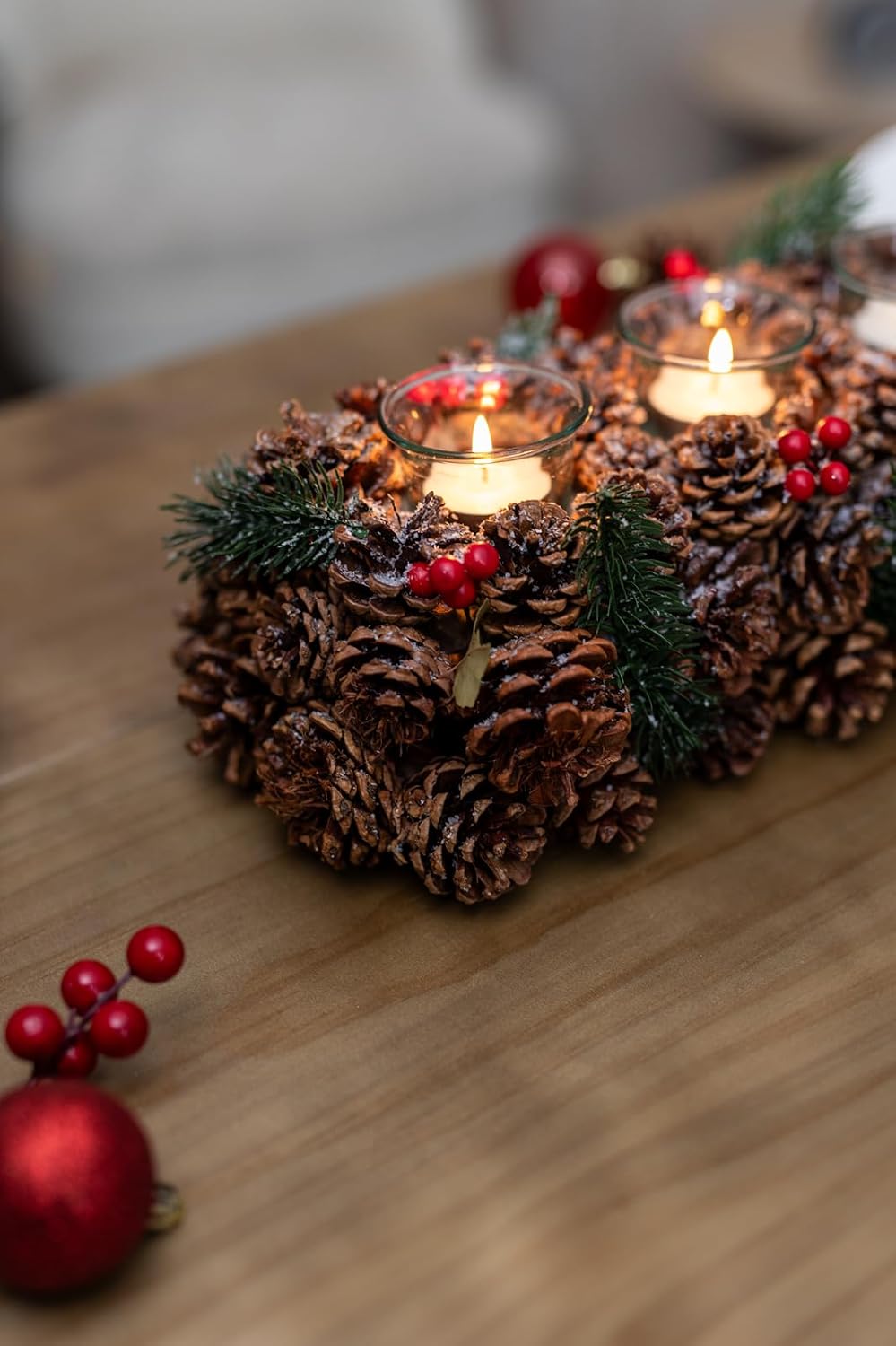Christmas Pinecones Tea Light Candle Holder