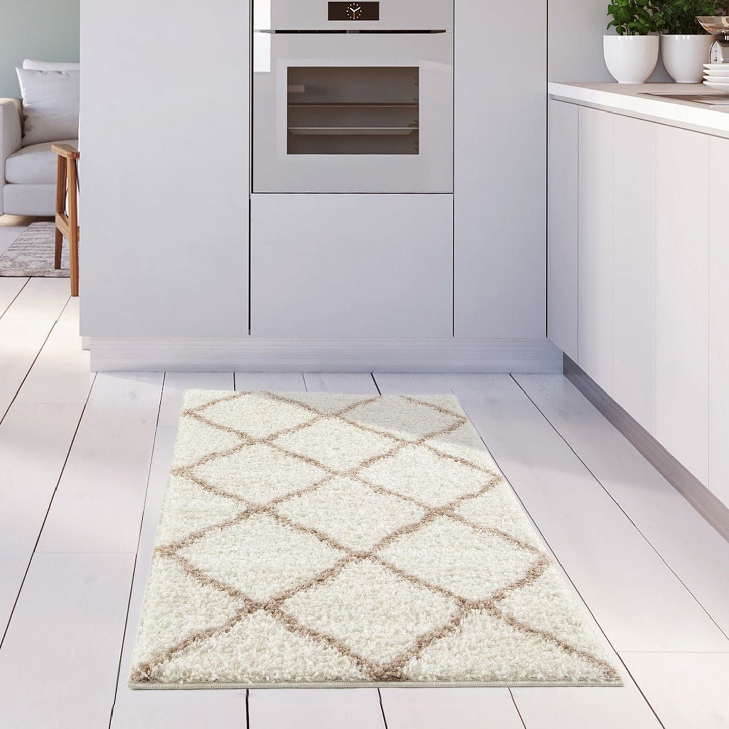 Moroccan Ivory Shaggy Rug | 730
