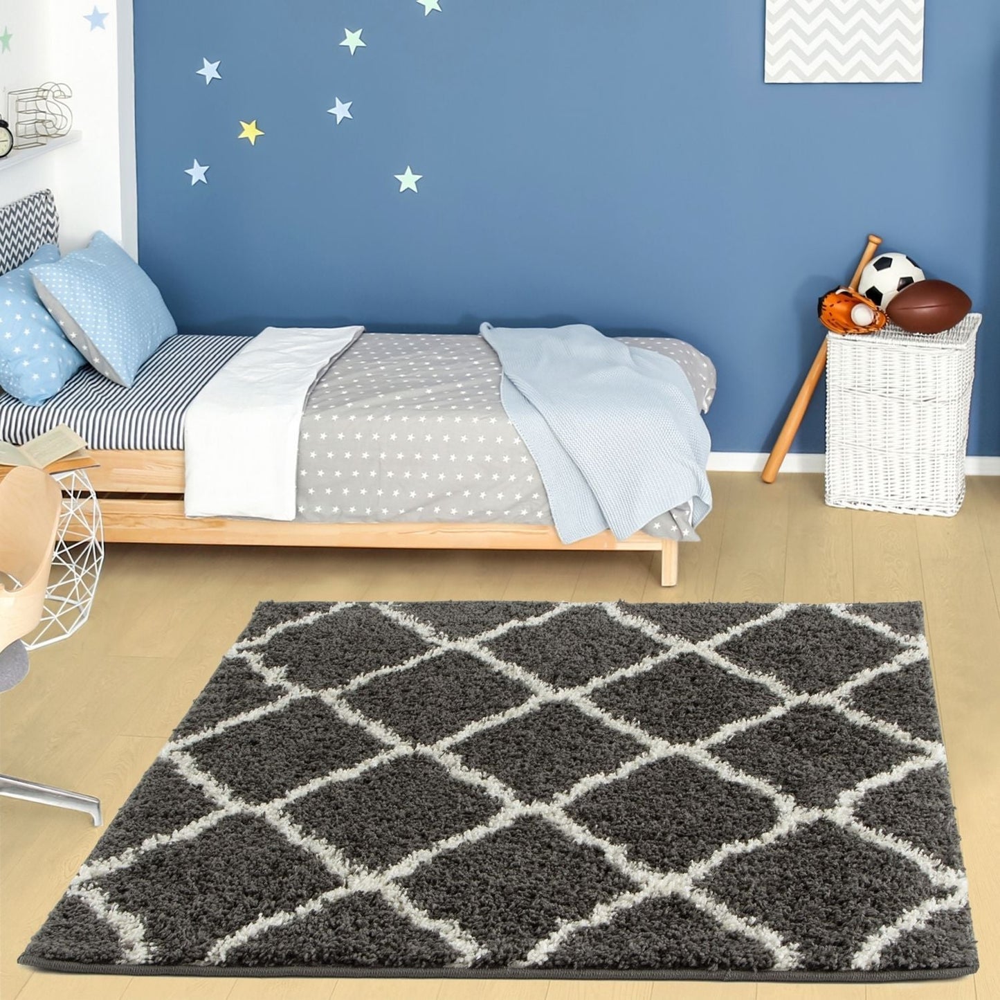 Moroccan Dark Grey Shaggy Rug | 740