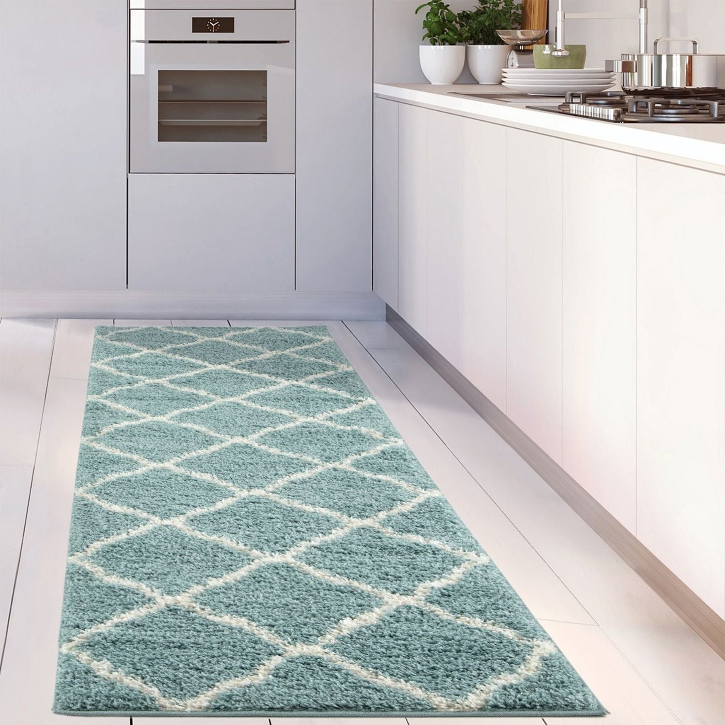 Moroccan Duck Egg Blue Shaggy Rug | 750