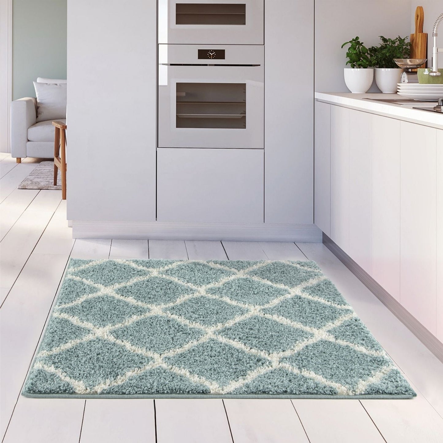 Moroccan Duck Egg Blue Shaggy Rug | 750