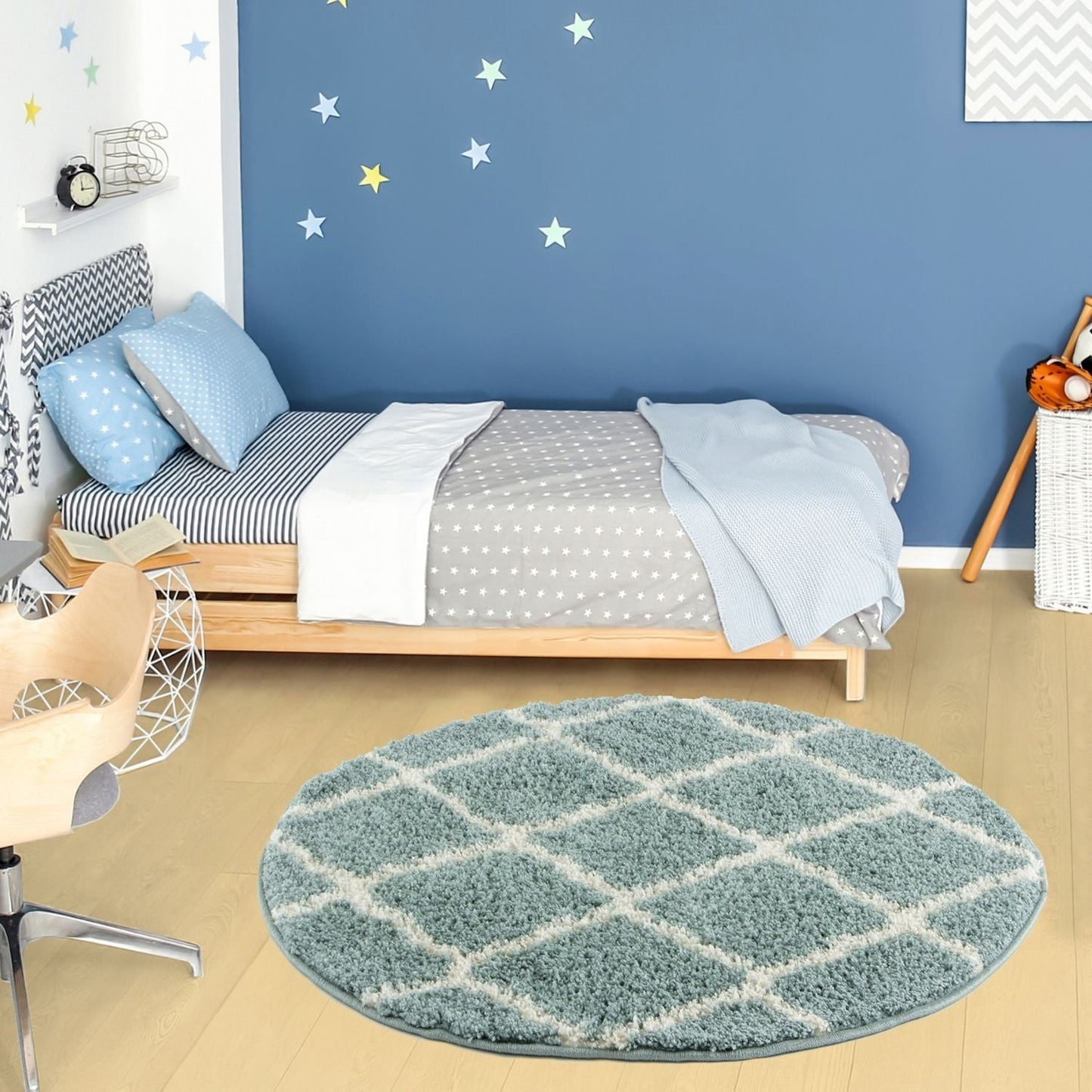 Moroccan Duck Egg Blue Shaggy Rug | 750
