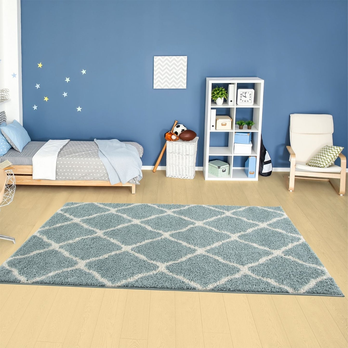 Moroccan Duck Egg Blue Shaggy Rug | 750