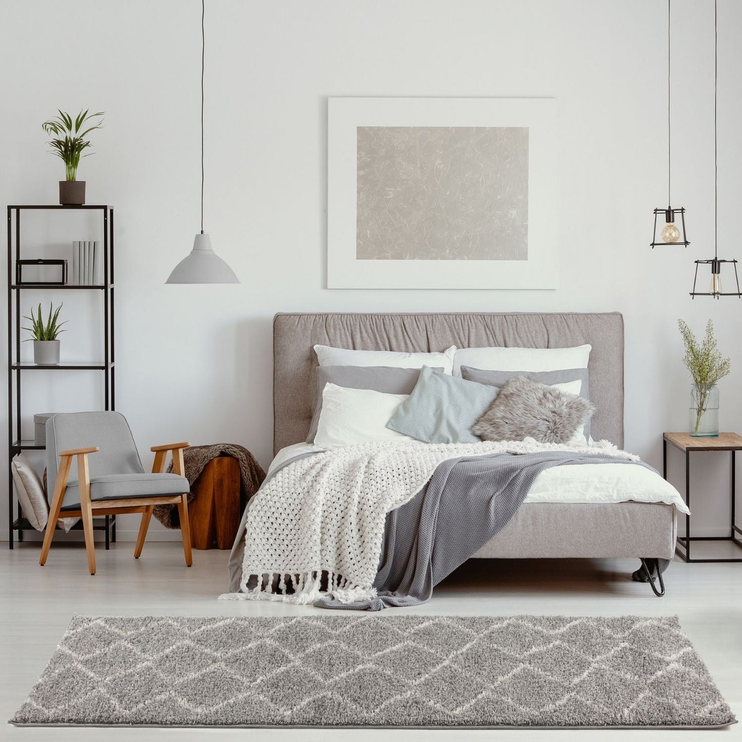 Moroccan Grey Shaggy Rug | 810