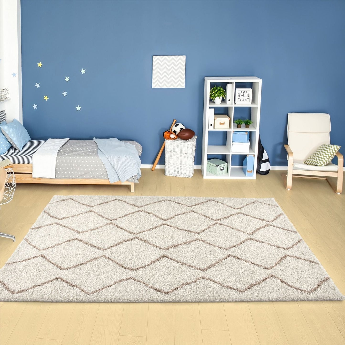 Moroccan Ivory Beige Shaggy Rug | 830