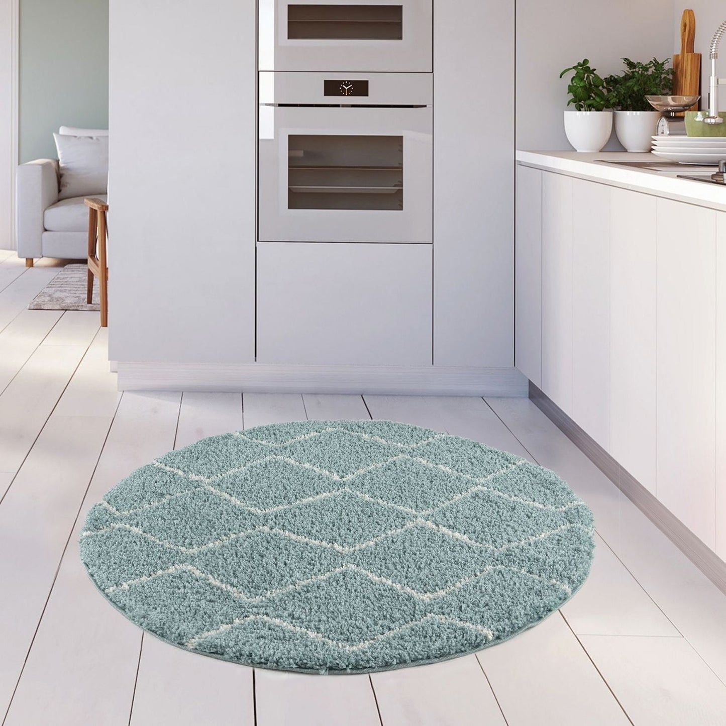 Moroccan Duck Egg Blue Shaggy Rug | 850