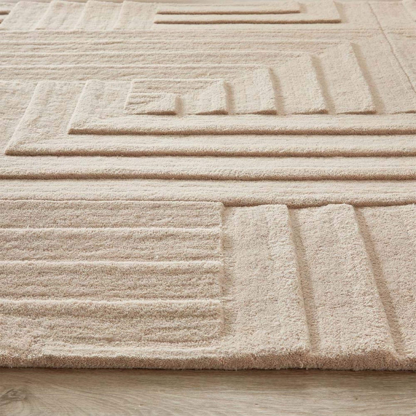 Maze Grey Geometric Wool Rug