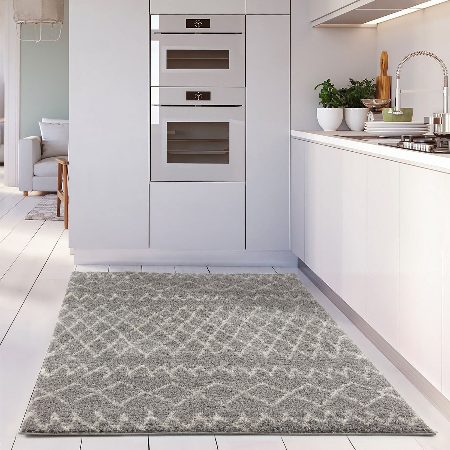 Moroccan Grey Shaggy Rug | 910