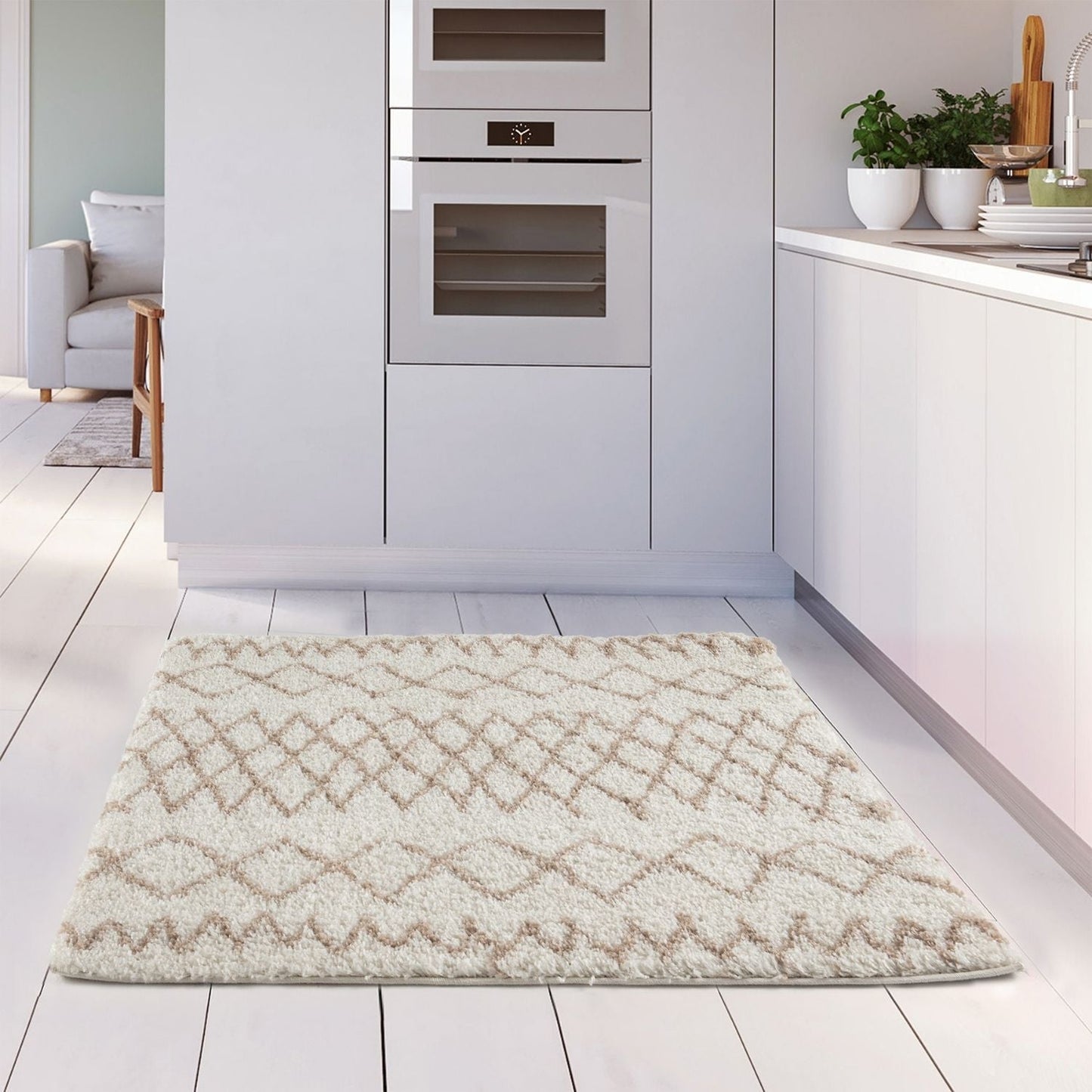Moroccan Ivory Beige Shaggy Rug | 930