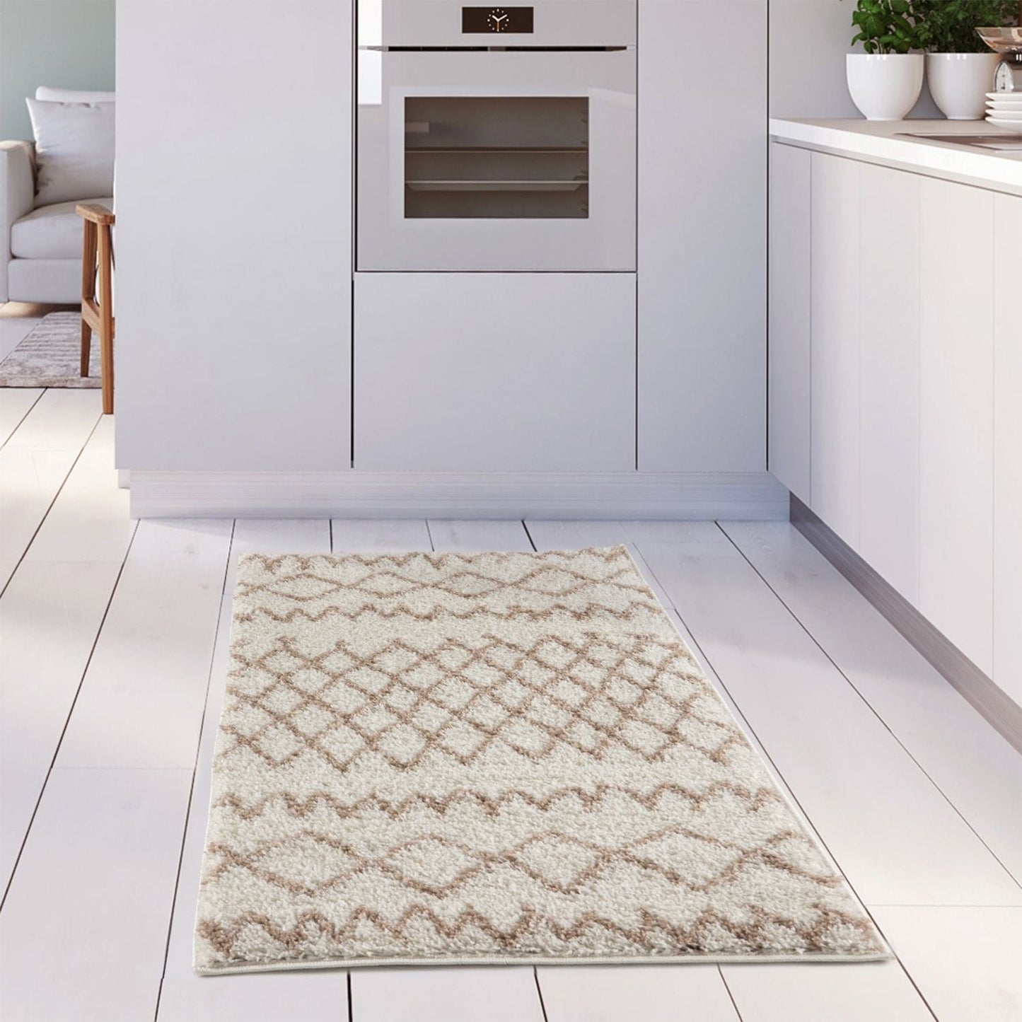 Moroccan Ivory Beige Shaggy Rug | 930