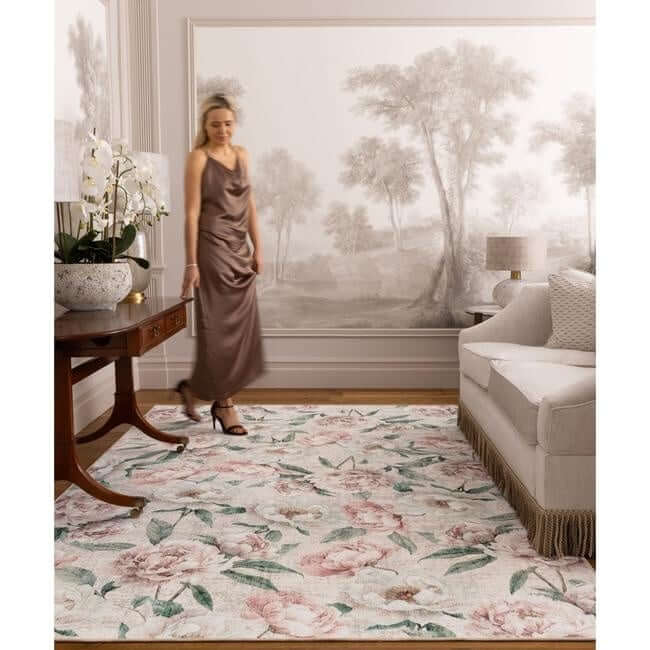 Eco-Washable Rug Flower Design