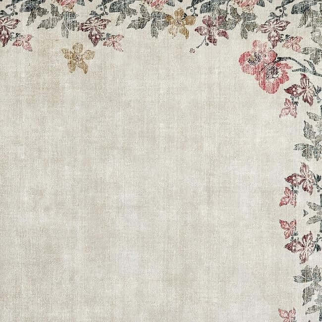 Eco-Washable Cream Rug Flower Design