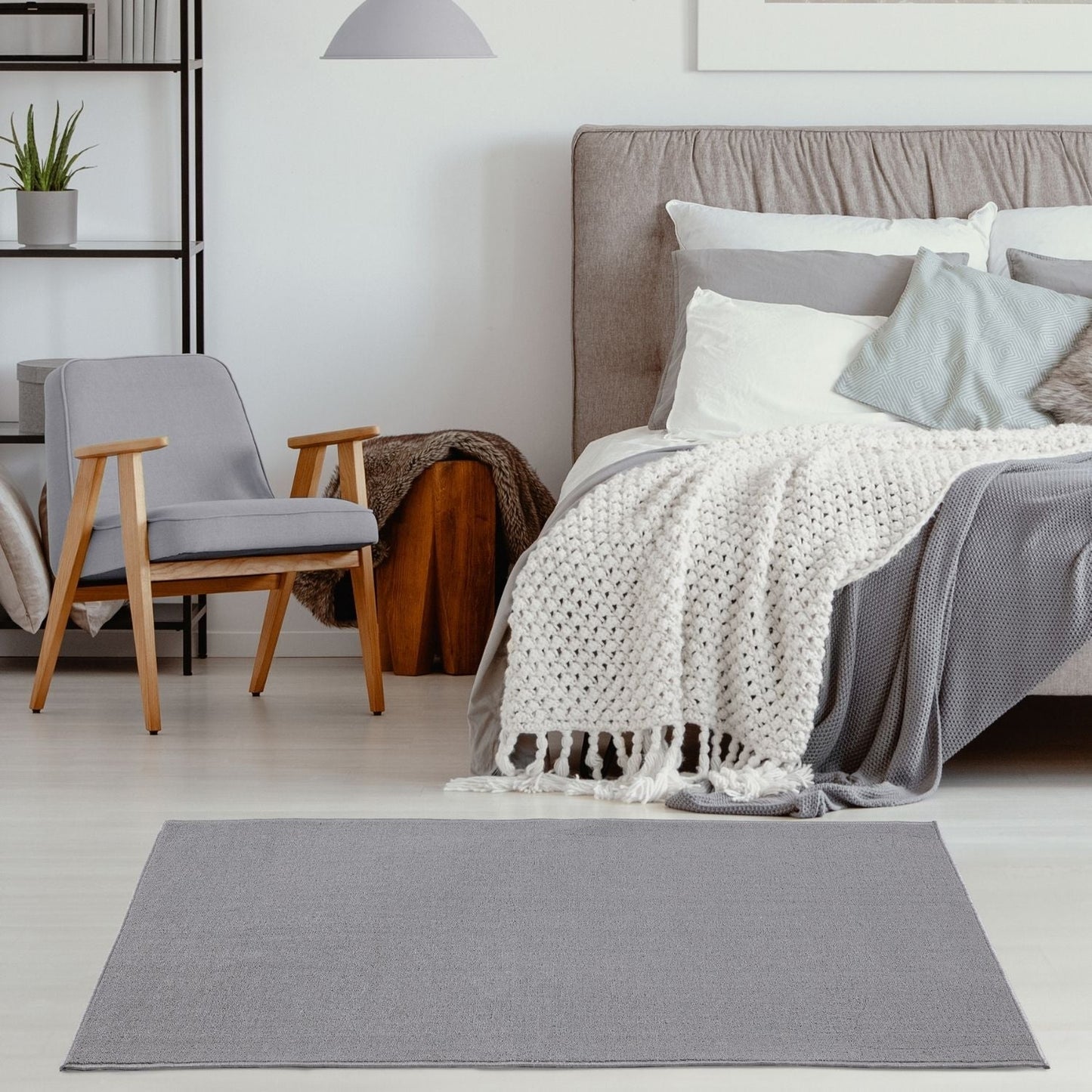 Flex Silver Low Pile Solid Rug