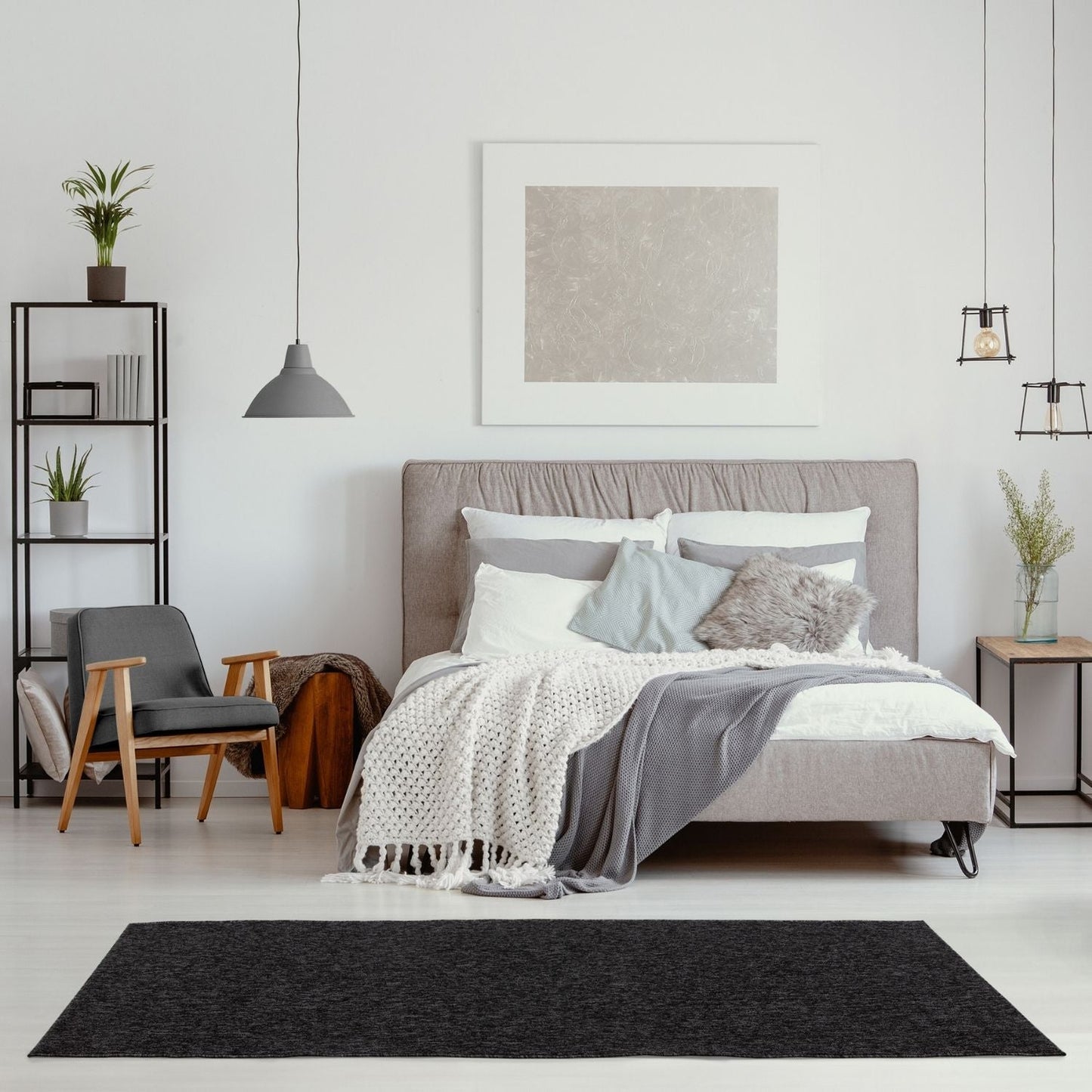 Flex Dark Grey Low Pile Solid  Rug