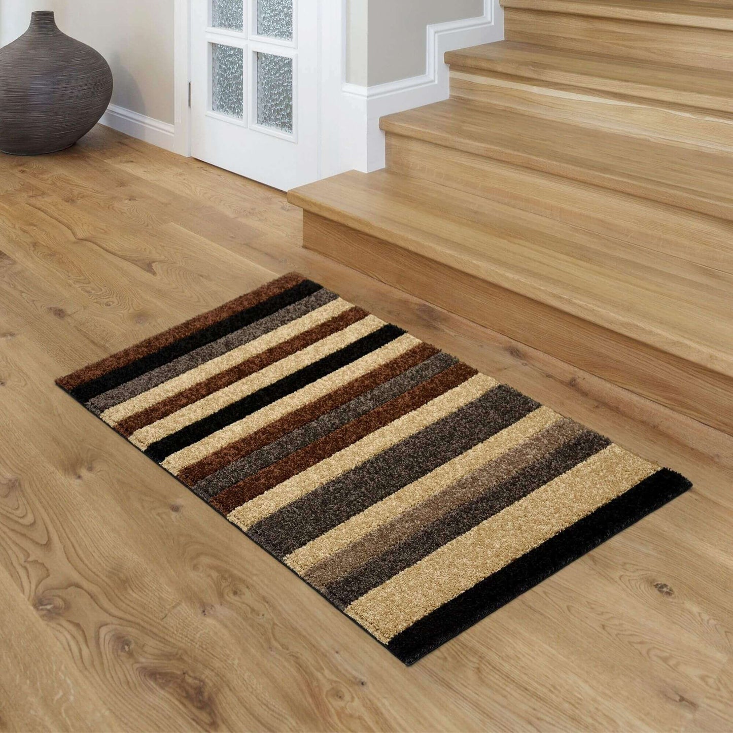 Linea Striped Caramel Washable Rug