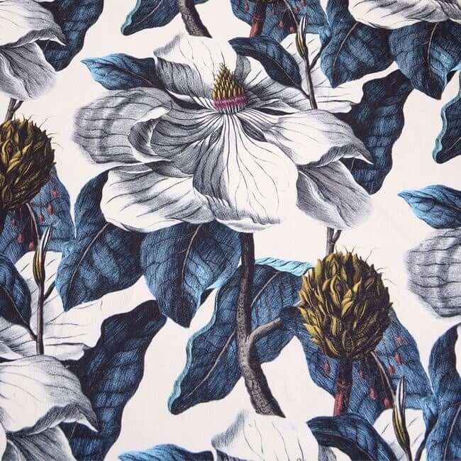 Eco-Washable Blue Rug Floral Design