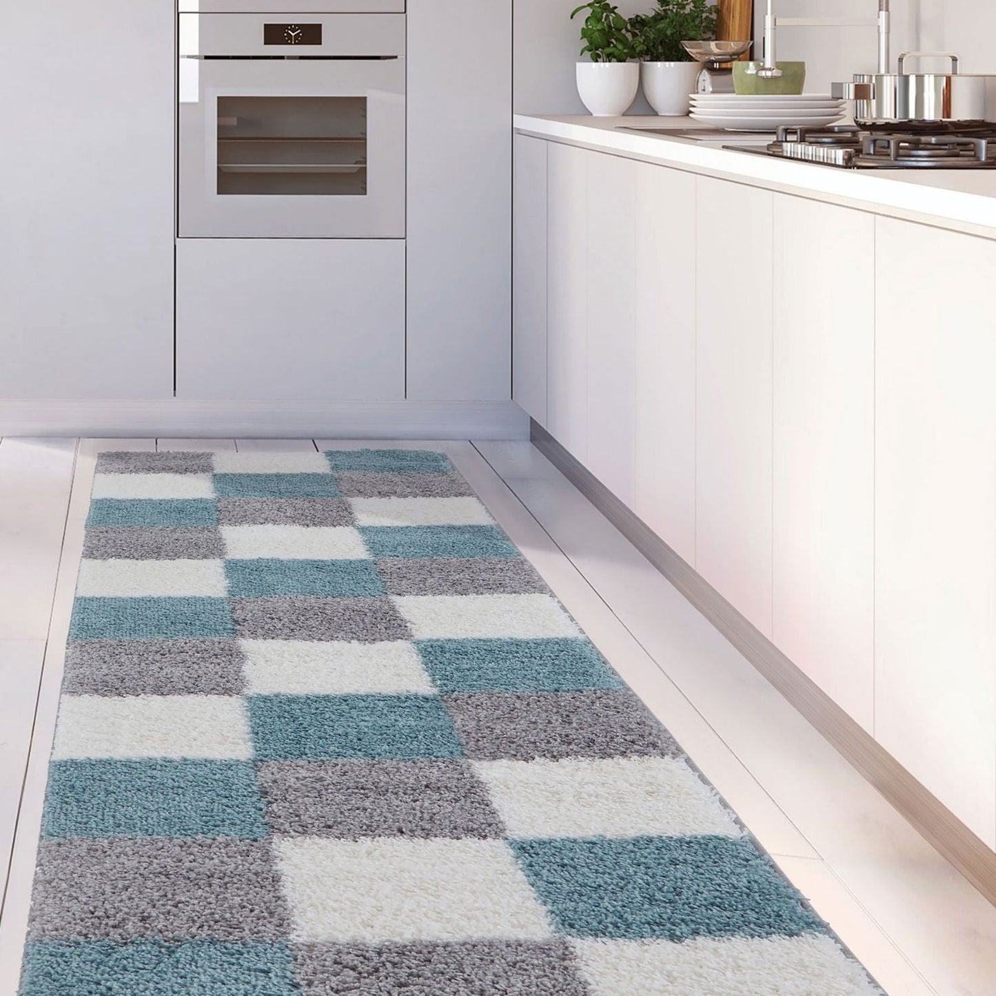 Myshaggy Geometric Duck Egg Blue Rug