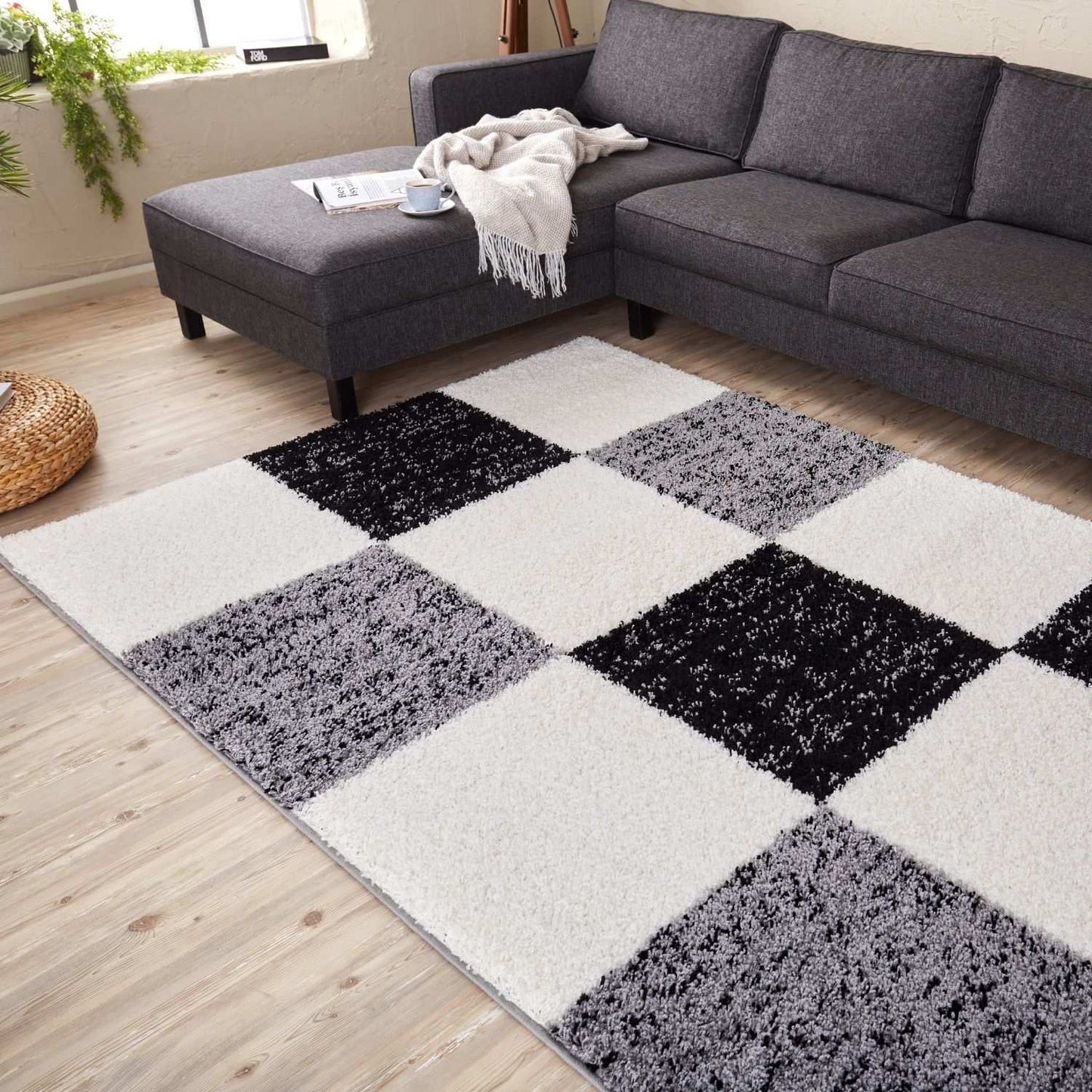 Myshaggy Geometric Grey Rug