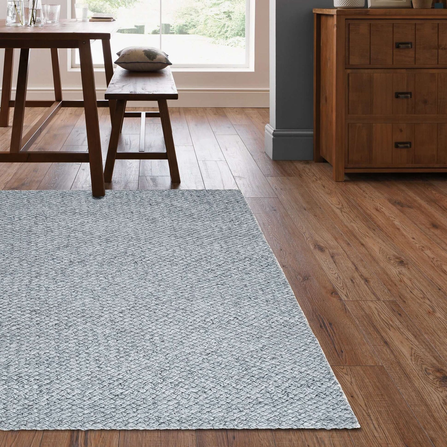 Solid Design Recycled Low Pile Eco Rug | Nila