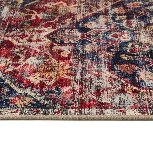 Eco-Washable Red Rug Medallion Design