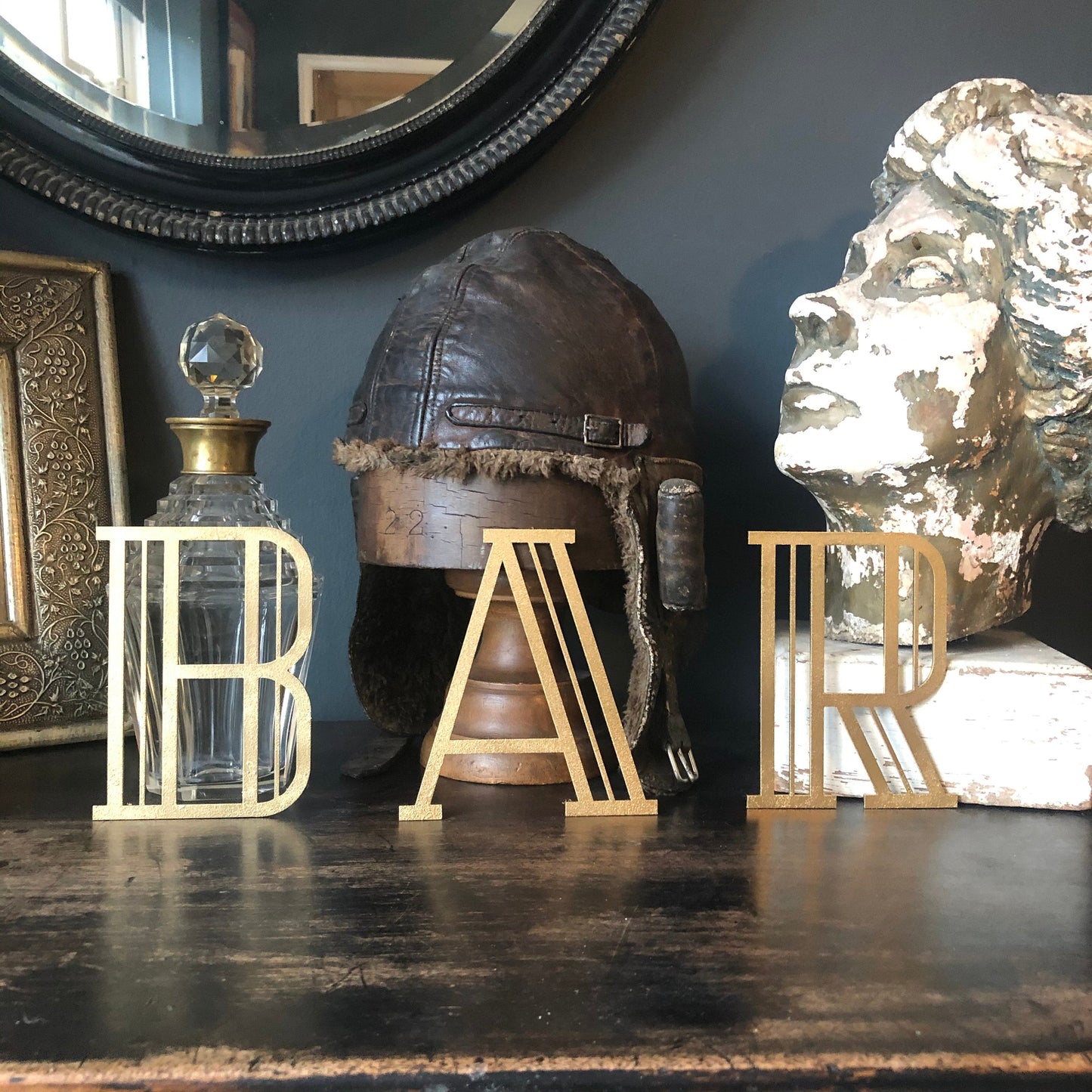 Gold Distressed 5" or 12" Art Deco Lettering A-Z 0-9