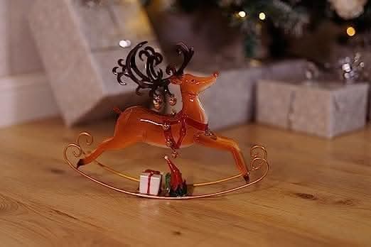 Traditional Christmas Rocking Rudy Reindeer with Bells Christmas Decoration