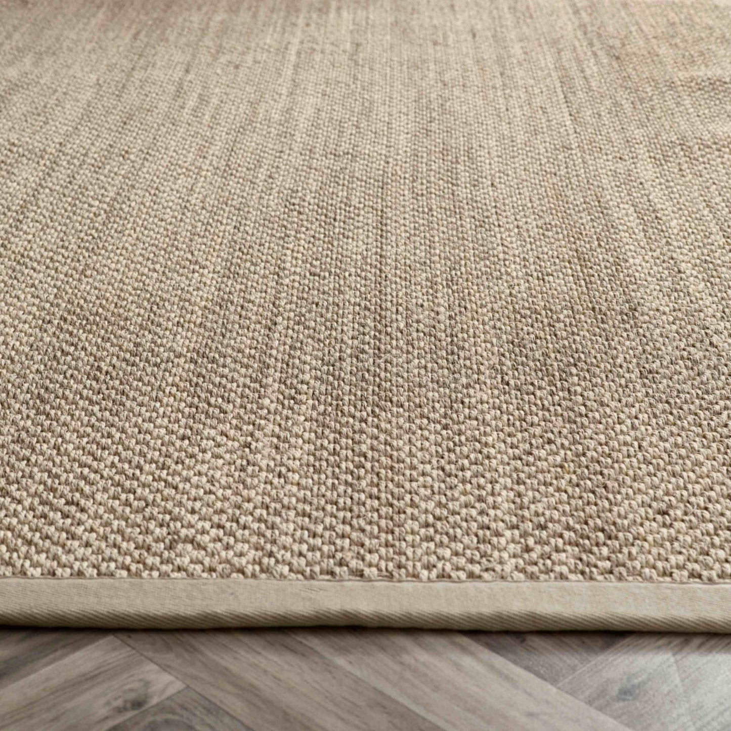 Bordered Light Beige Non-Slip Sisal Rug