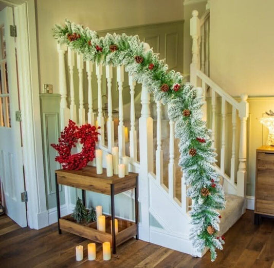 9FT Artificial Snow Dusted Christmas Garland