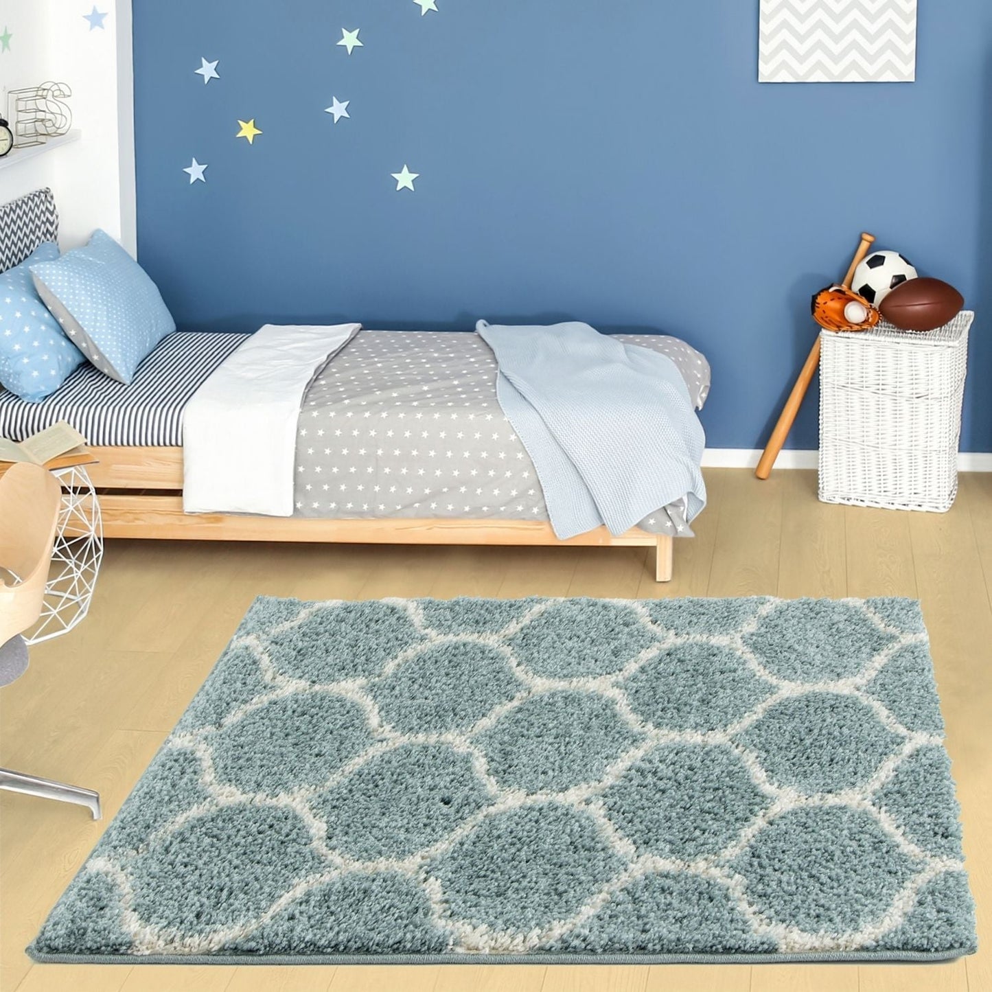Moroccan Duck Egg Blue Shaggy Rug | 650