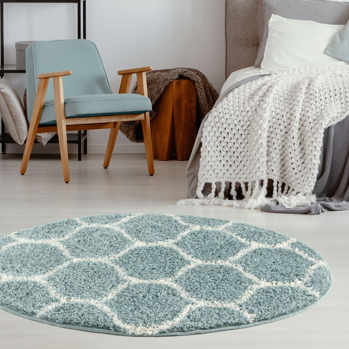 Moroccan Duck Egg Blue Shaggy Rug | 650