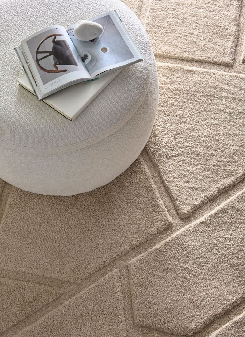Scandinavian Deep Pile Rug – Cream and Brown