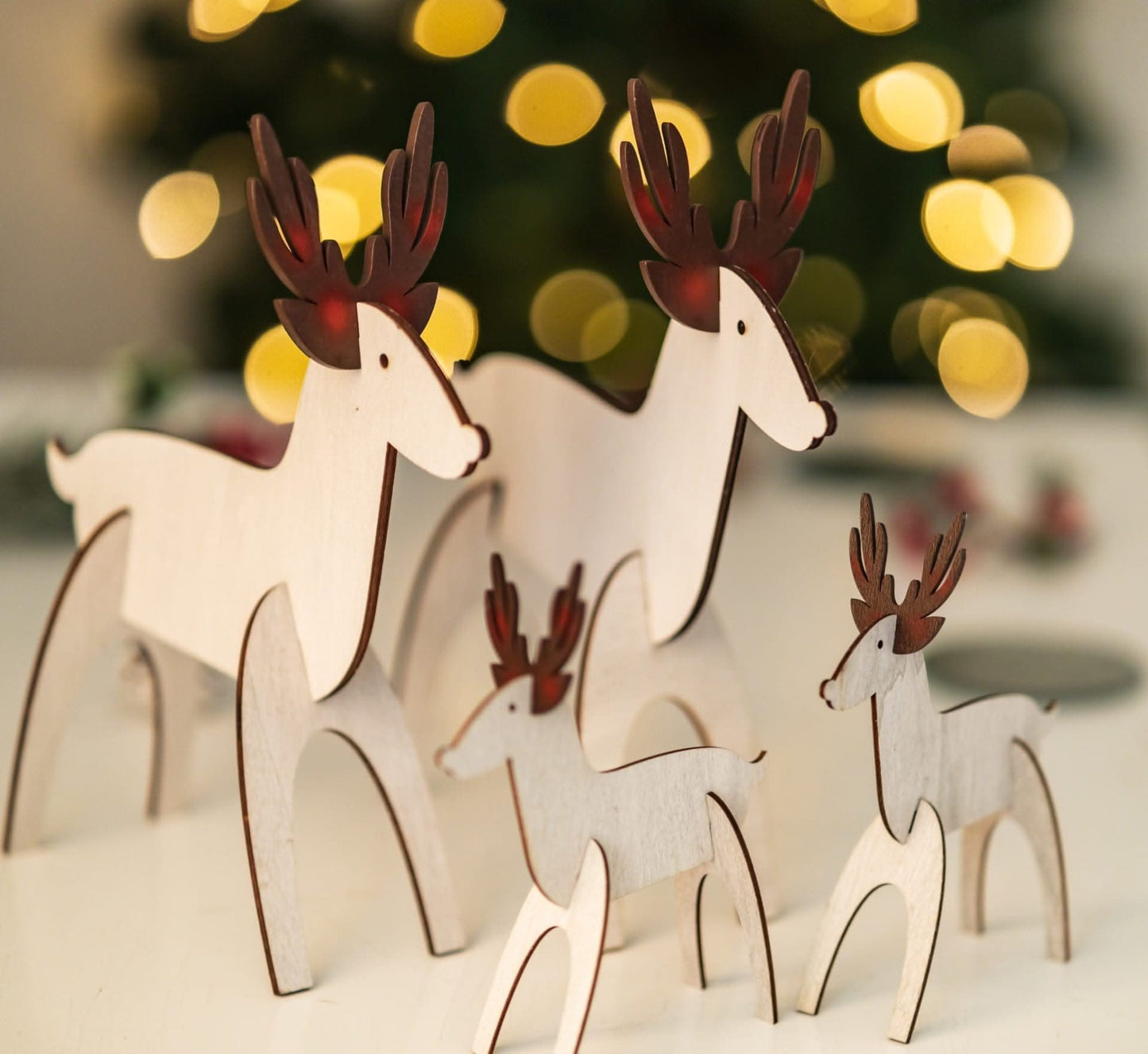 Make Your Own Wooden Reindeer Family Christmas Ornaments